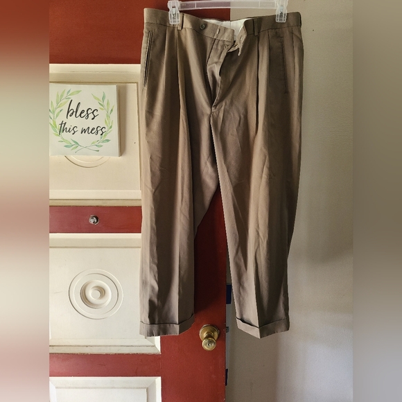 . Men's teens khaki, cuffed dress pants. Worn only a few times. - Picture 1 of 6